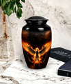 Fire Phoenix Cremation Urn, large aluminium classic design.