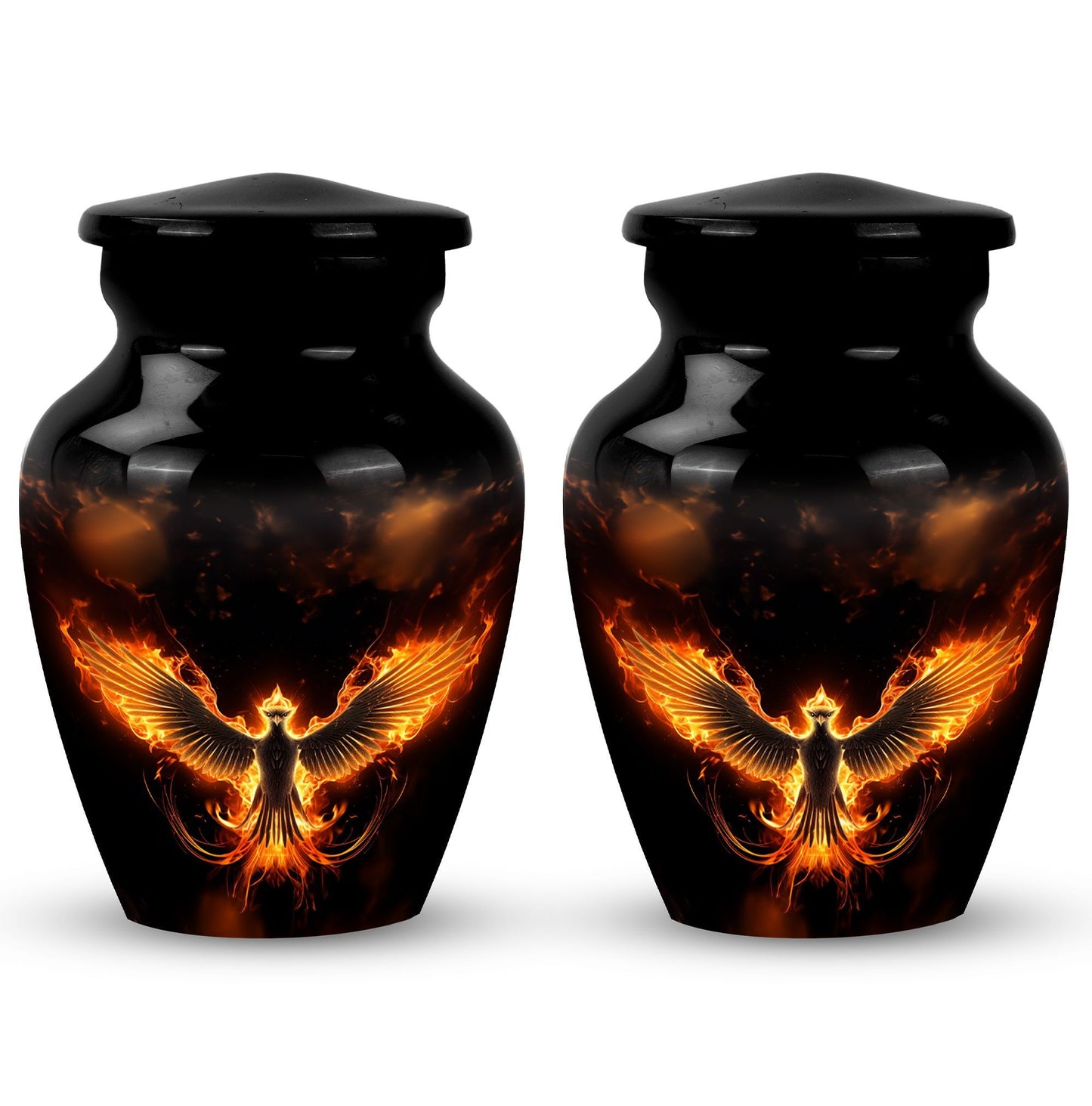 Fire Phoenix Cremation Urn, large aluminium classic design.