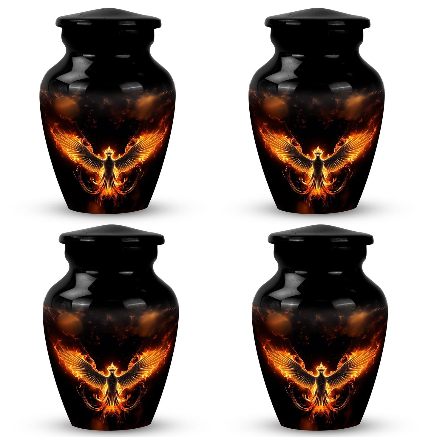 Fire Phoenix Cremation Urn, large aluminium classic design.