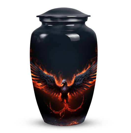 Black Phoenix Memorial Urn, classic design.