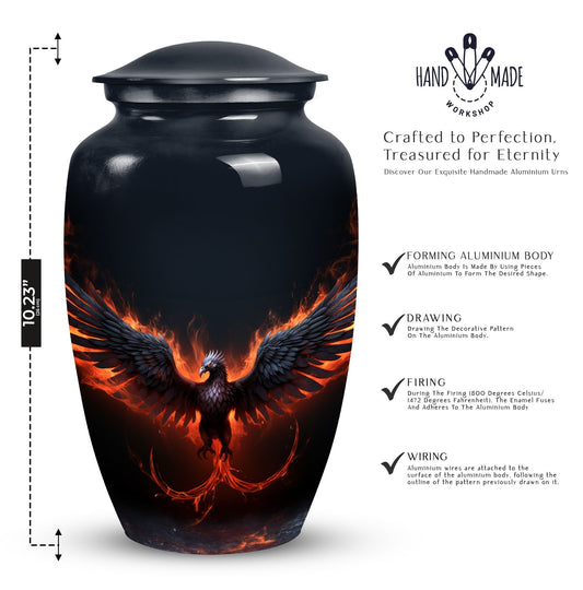 Black Phoenix Memorial Urn, classic design.