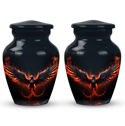 Black Phoenix Memorial Urn, classic design.