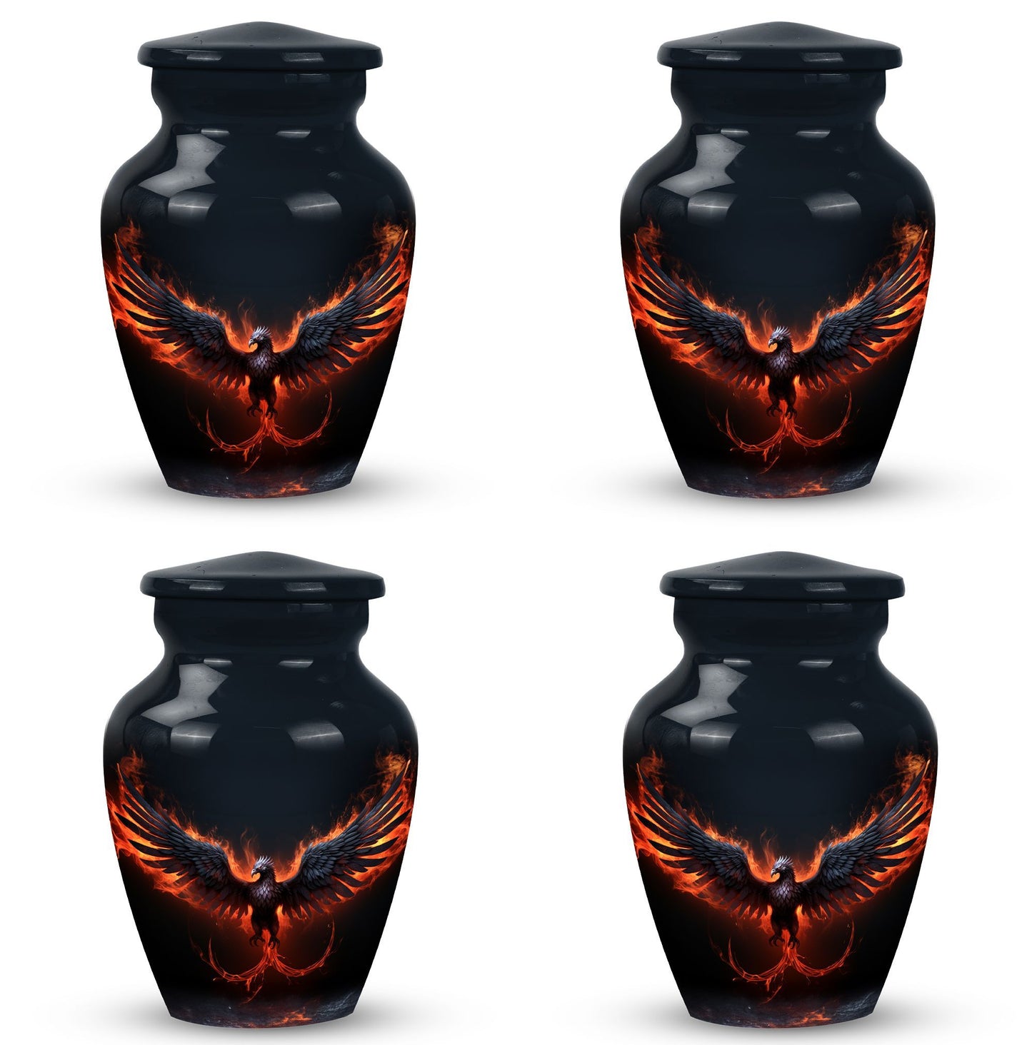 Black Phoenix Memorial Urn, classic design.