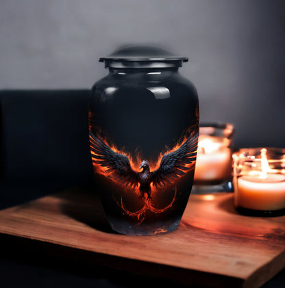 Black Phoenix Memorial Urn, classic design.