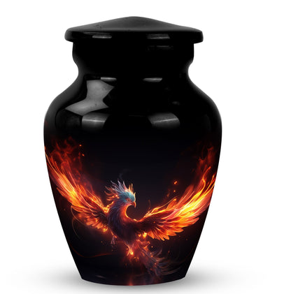 Classic 3-inch blue phoenix urn in aluminium