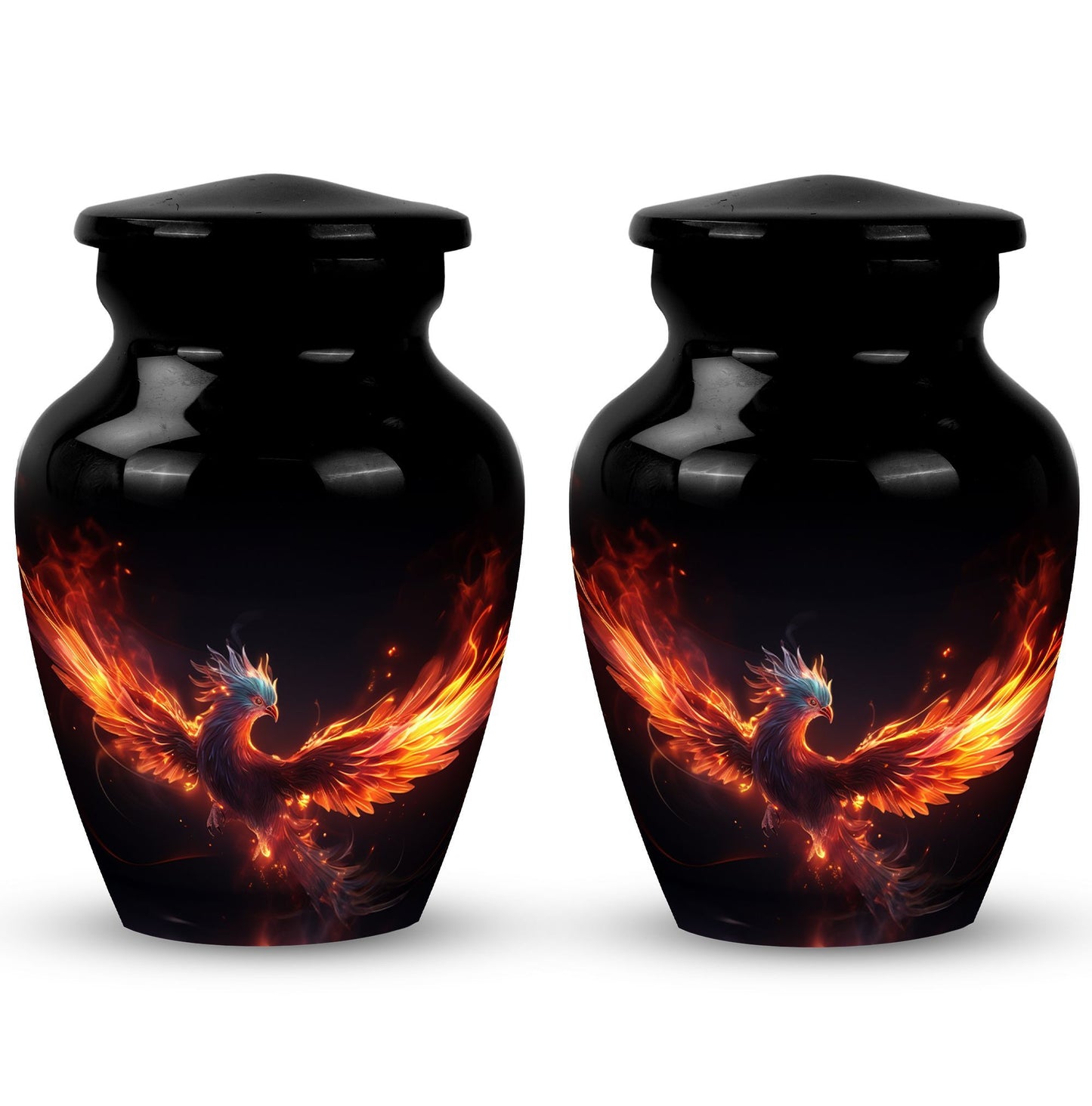 Classic 3-inch blue phoenix urn in aluminium