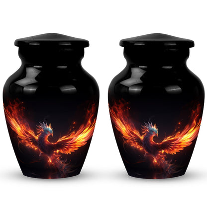Classic 3-inch blue phoenix urn in aluminium
