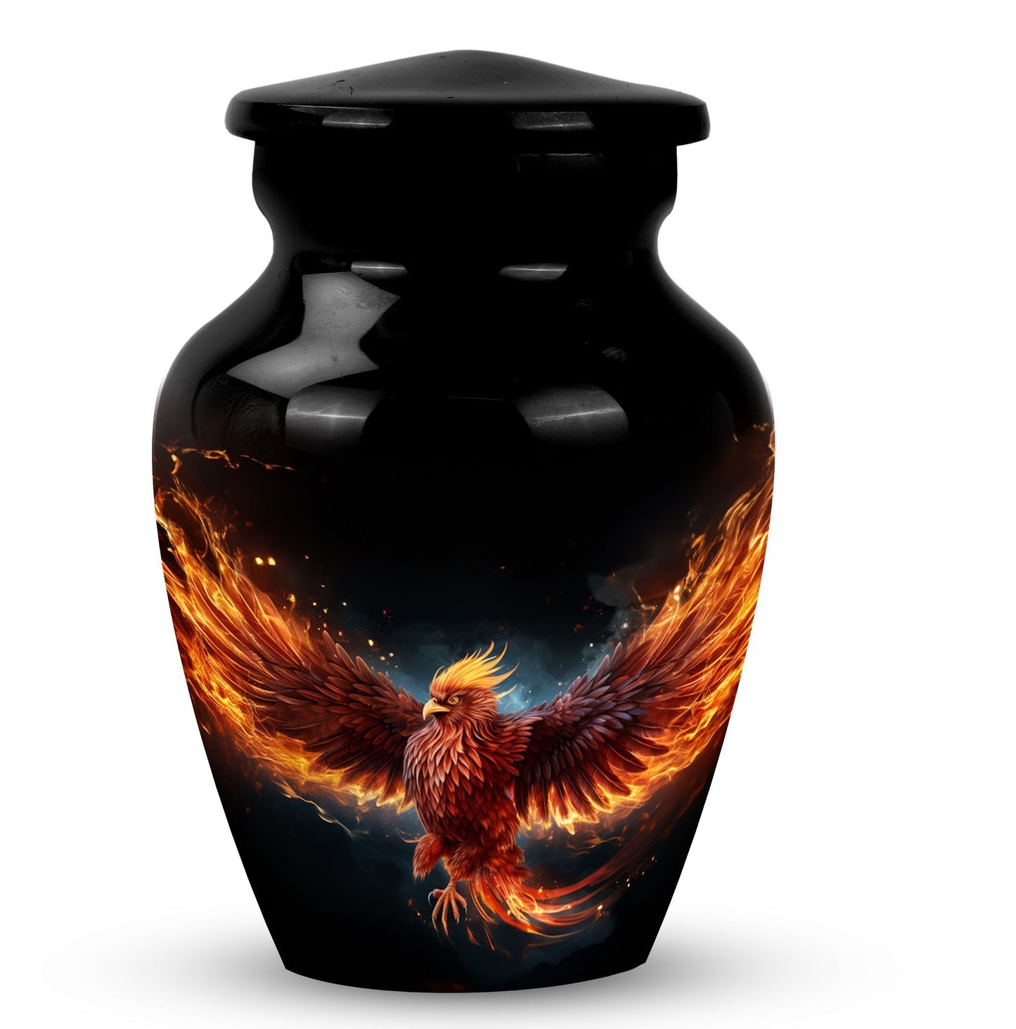 Red Phoenix Urn, a classic aluminium urn, uniquely designed