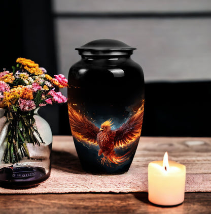 Red Phoenix Urn, a classic aluminium urn, uniquely designed