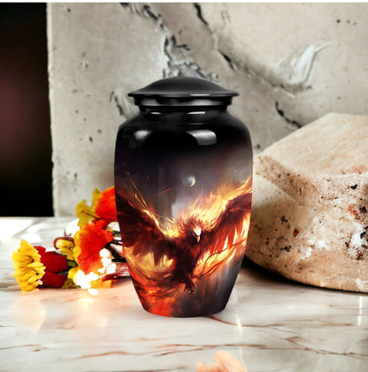Classic Red Phoenix Cremation Urn.