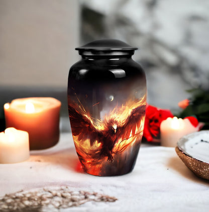Classic Red Phoenix Cremation Urn.