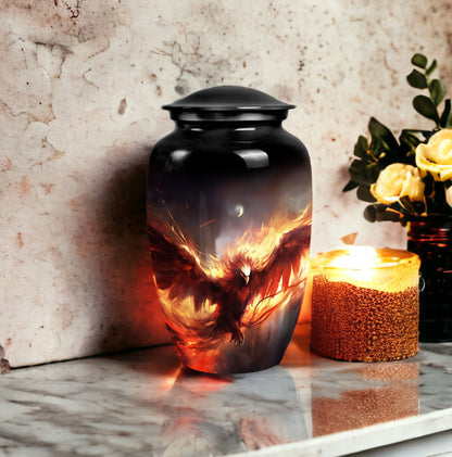 Classic Red Phoenix Cremation Urn.