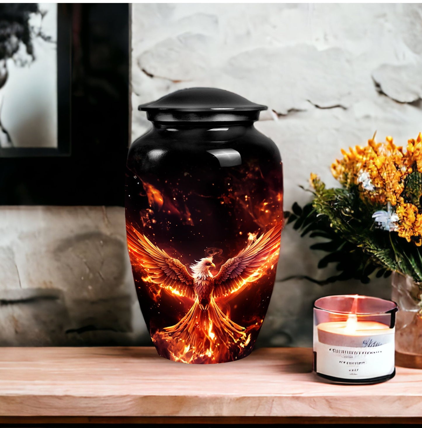 Classic urn, White Phoenix Memorial Urn, 3 Inch urn