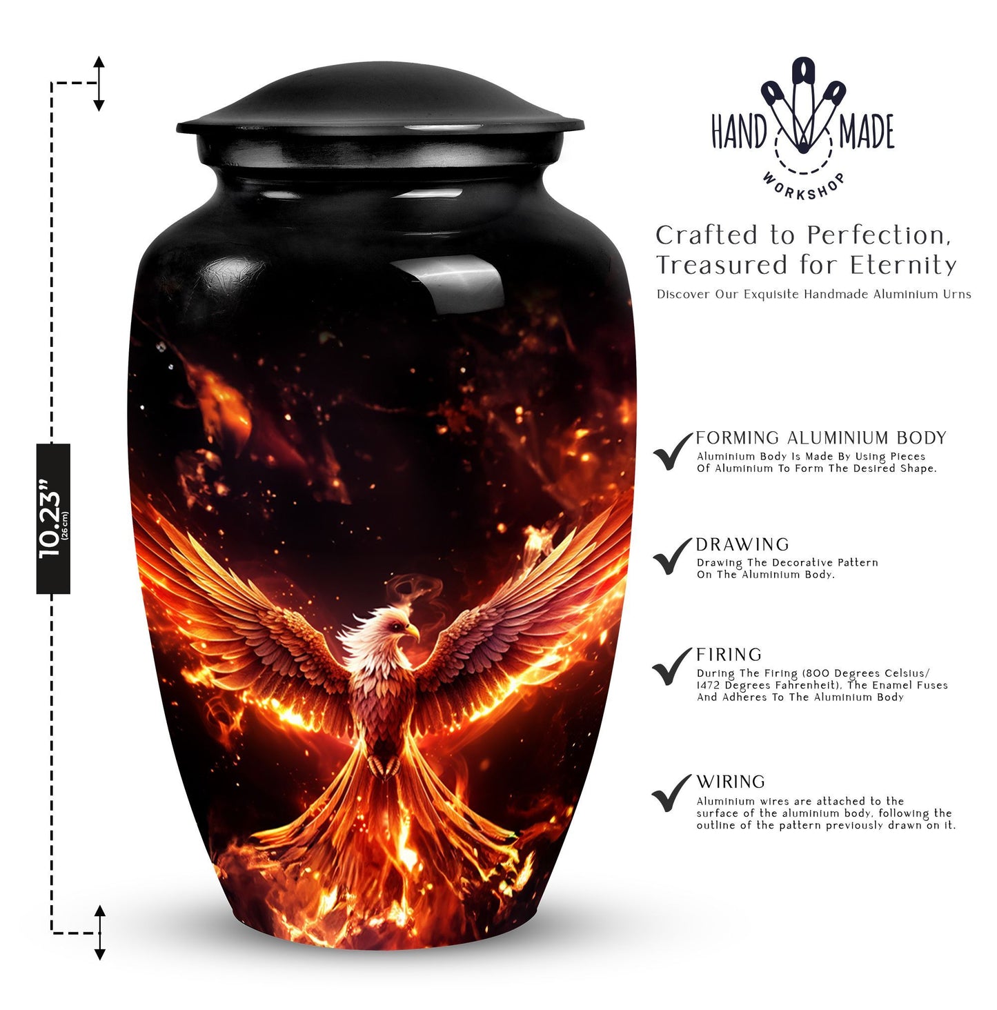 Classic urn, White Phoenix Memorial Urn, 3 Inch urn