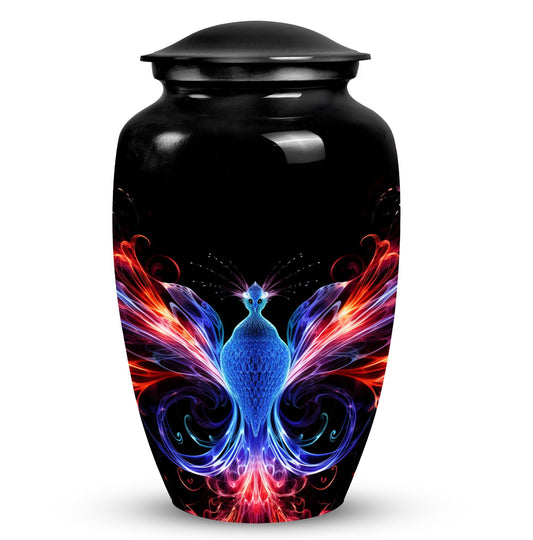 Colorful phoenix design Large Aluminium Cremation Urn.