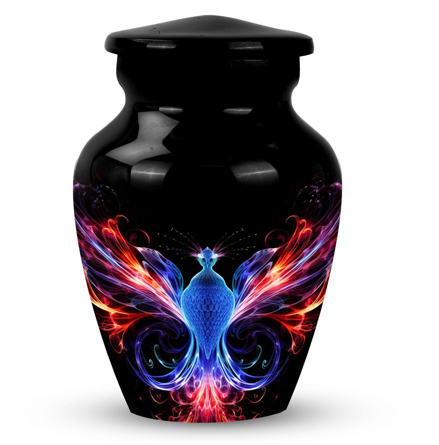 Colorful phoenix design Large Aluminium Cremation Urn.
