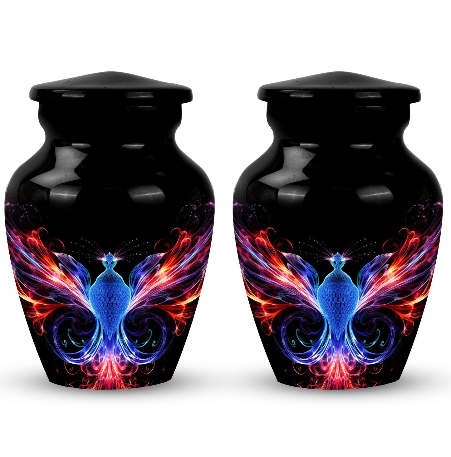 Colorful phoenix design Large Aluminium Cremation Urn.