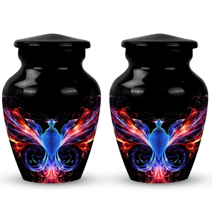 Colorful phoenix design Large Aluminium Cremation Urn.