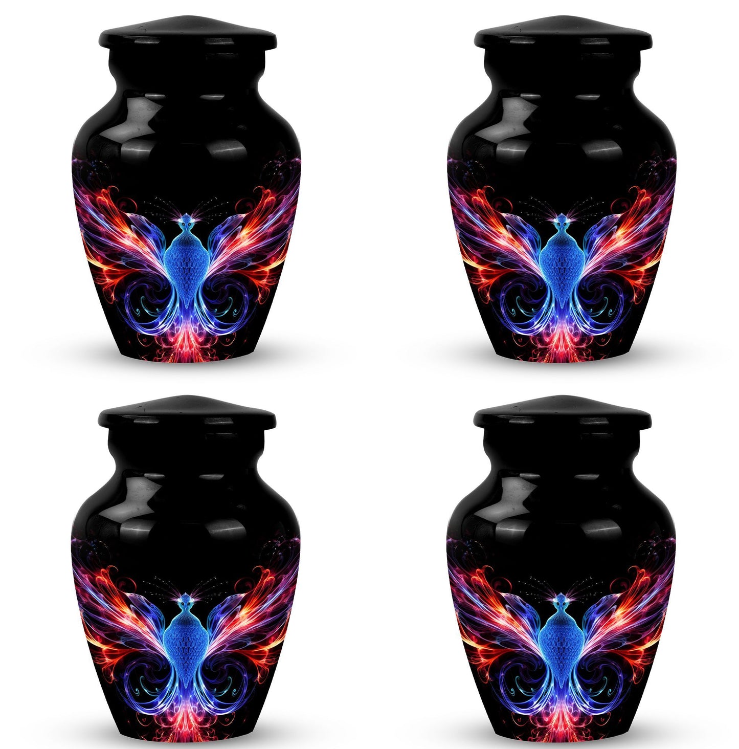 Colorful phoenix design Large Aluminium Cremation Urn.