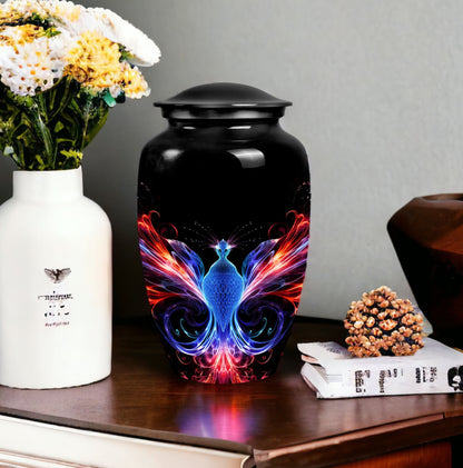 Colorful phoenix design Large Aluminium Cremation Urn.