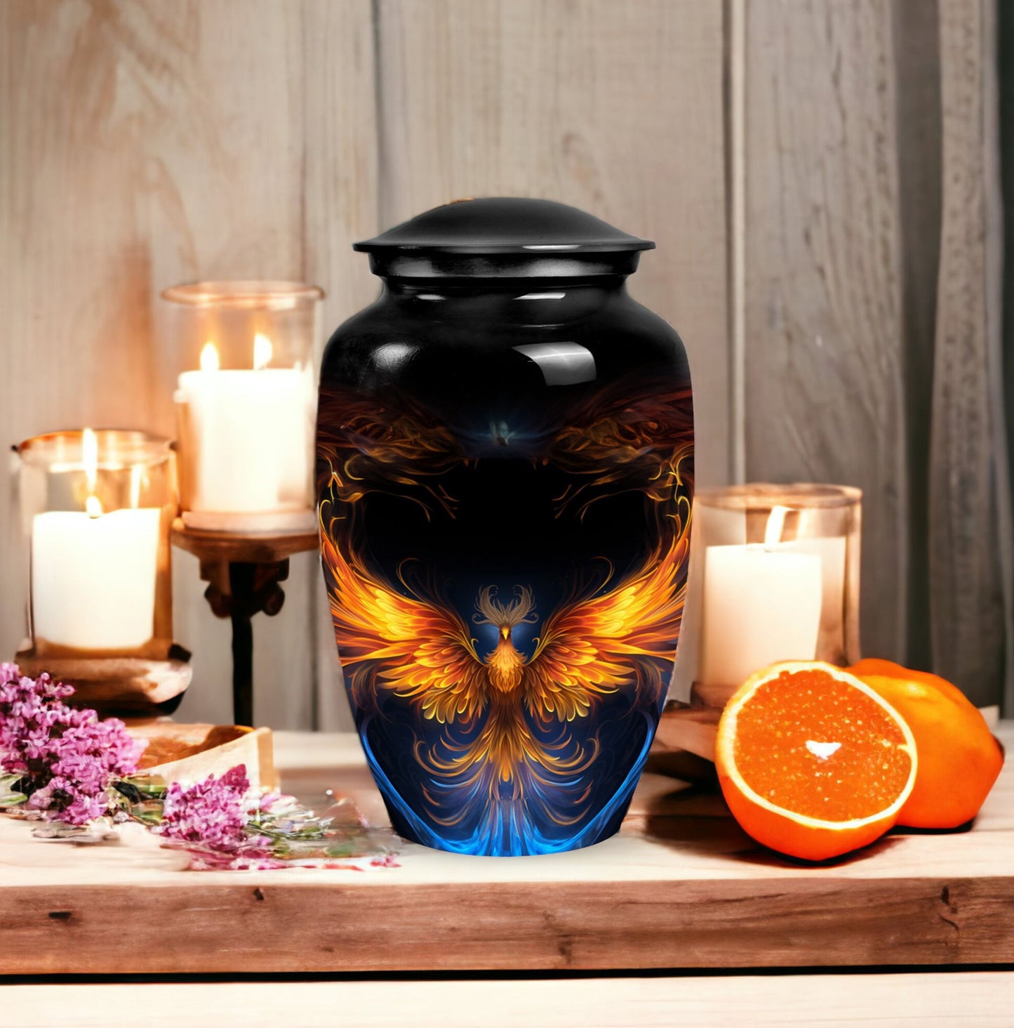 Classic Yellow Phoenix Urn for Mother.