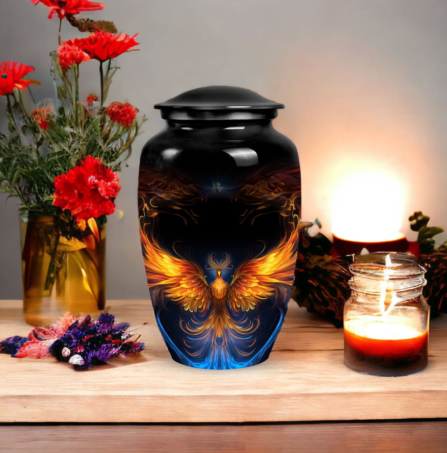 Classic Yellow Phoenix Urn for Mother.