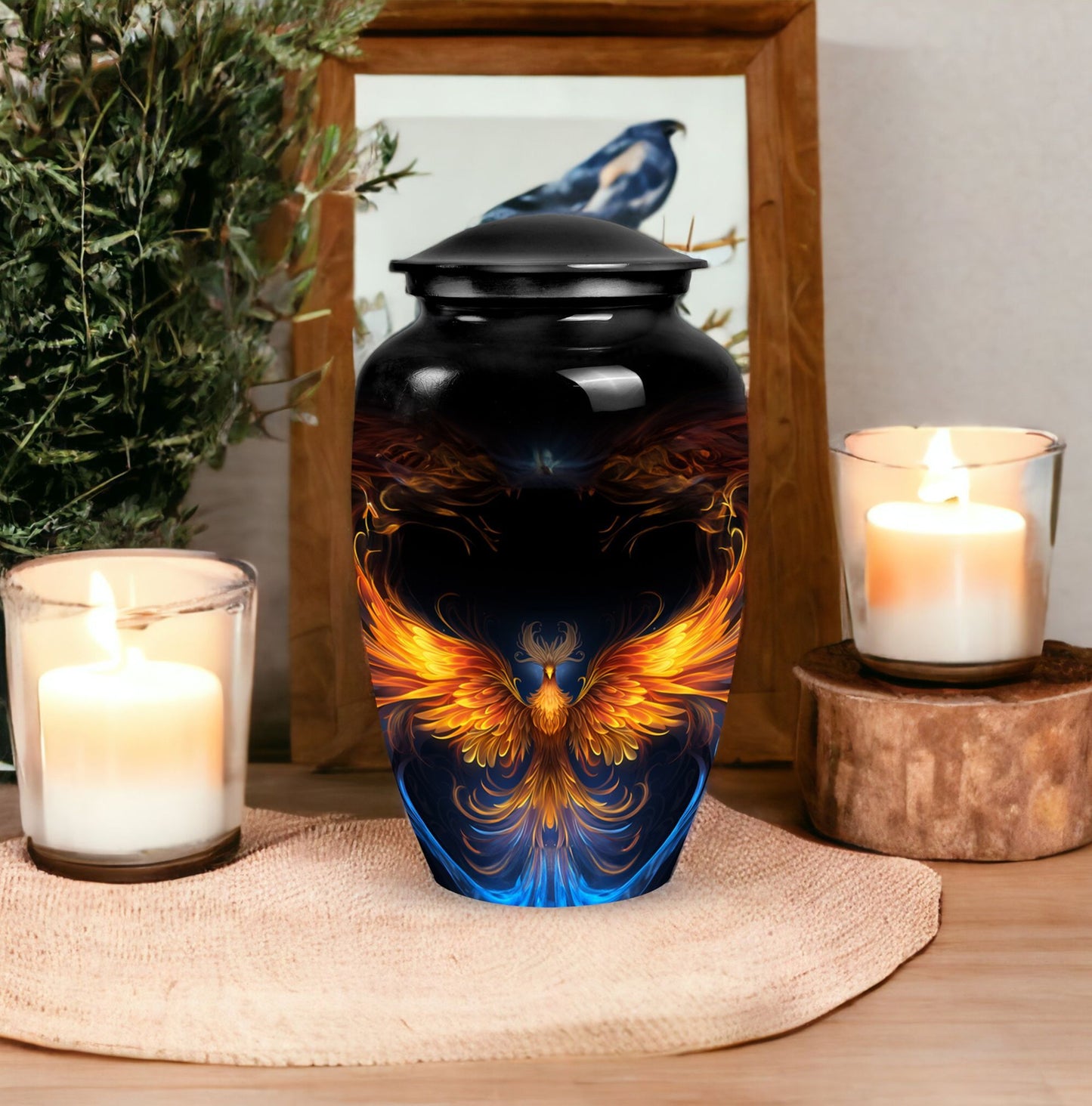 Classic Yellow Phoenix Urn for Mother.