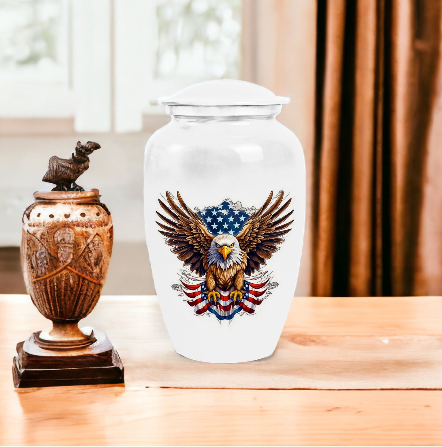 Large Classic Eagle with American Flag Memorial Urn.