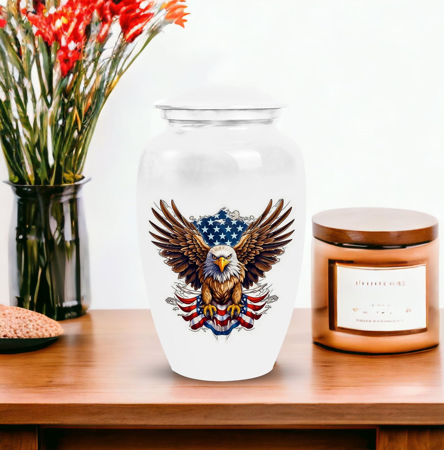 Large Classic Eagle with American Flag Memorial Urn.