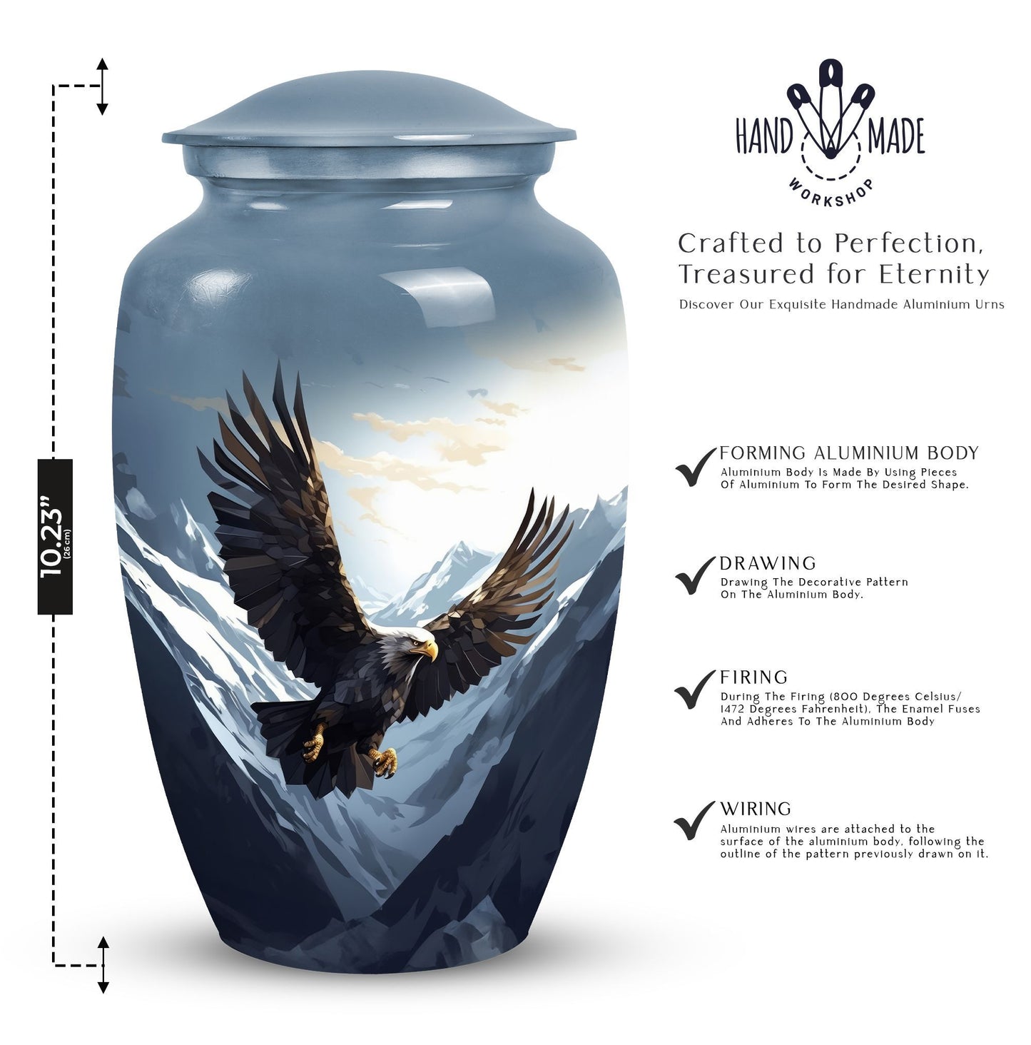 flying eagle urn made of aluminum for storing adults' ashes