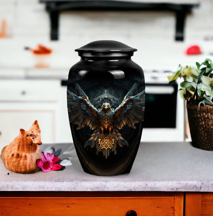 Classic Eagle Guarding Urn, Custom Large Cremation Urn.
