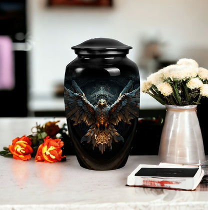 Classic Eagle Guarding Urn, Custom Large Cremation Urn.