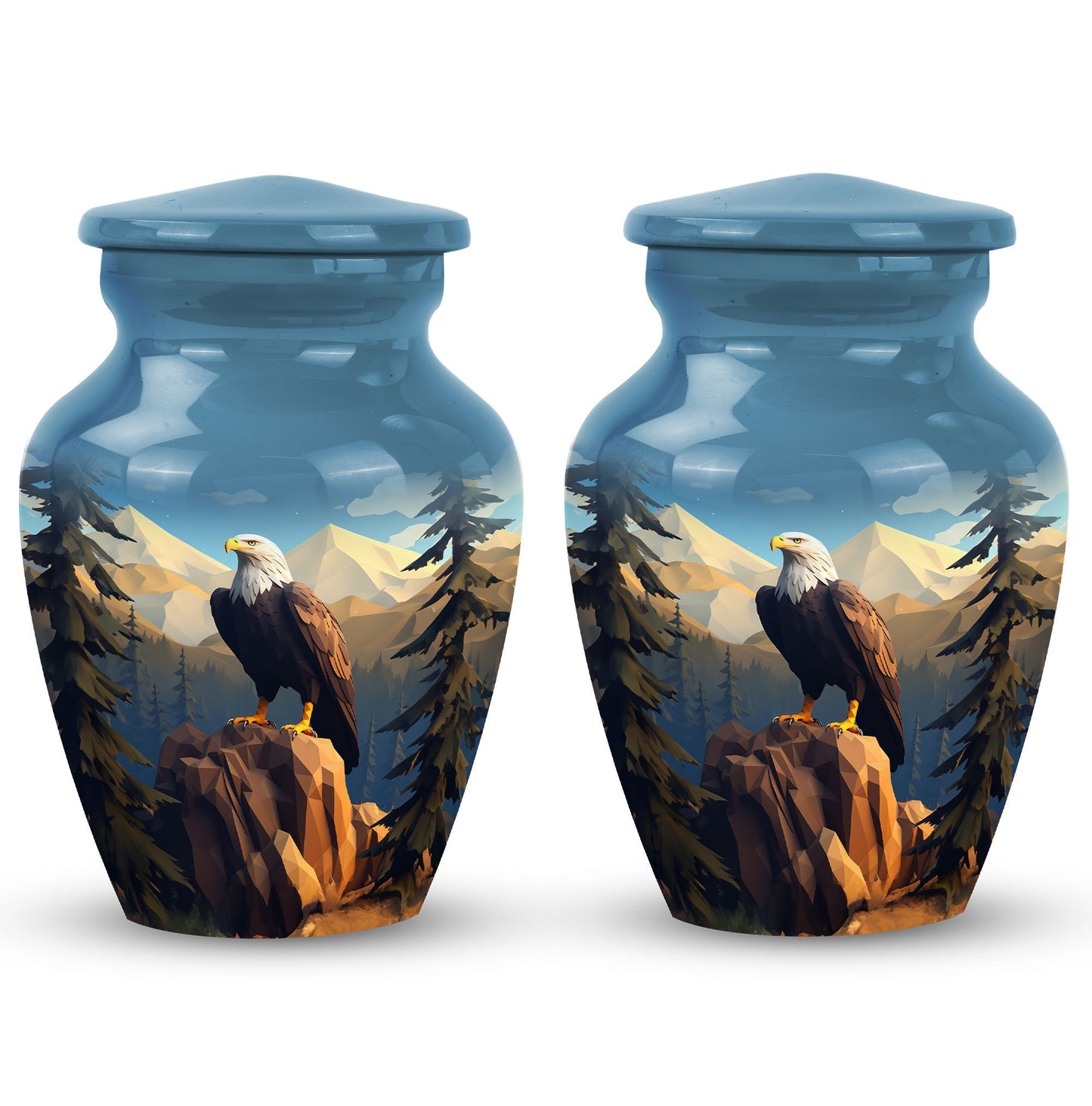 Large Eagle in Mountains Cremation Urn.
