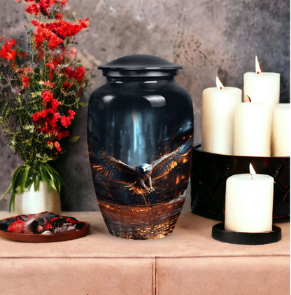 Classic Eagle Urn, custom urn, large aluminum burial urn.