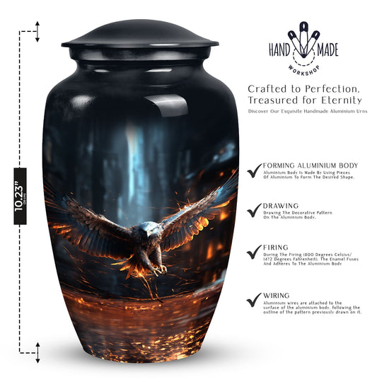 Classic Eagle Urn, custom urn, large aluminum burial urn.