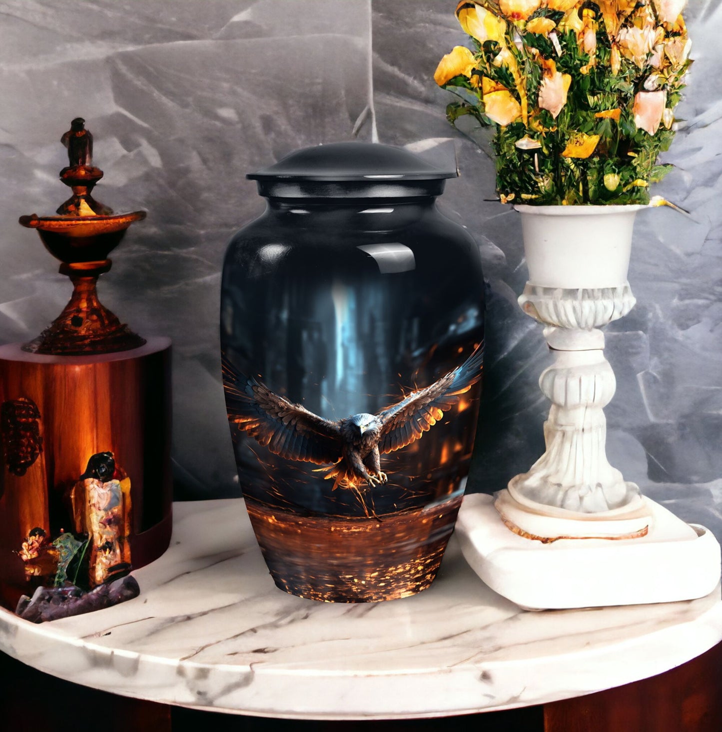 Classic Eagle Urn, custom urn, large aluminum burial urn.