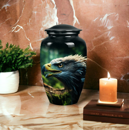 Eagle Memorial Urn, 3-inch classic aluminium urn.
