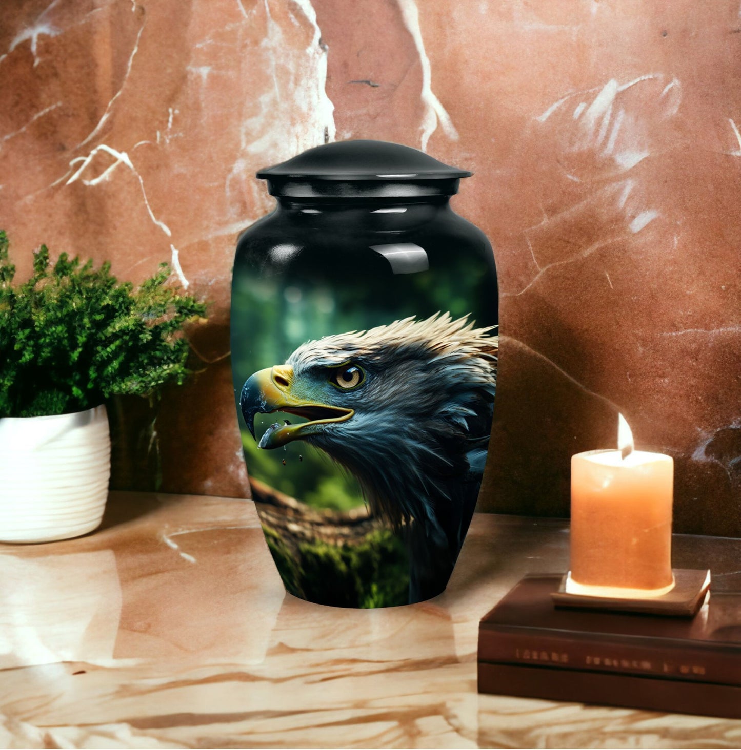 Eagle Memorial Urn, 3-inch classic aluminium urn.
