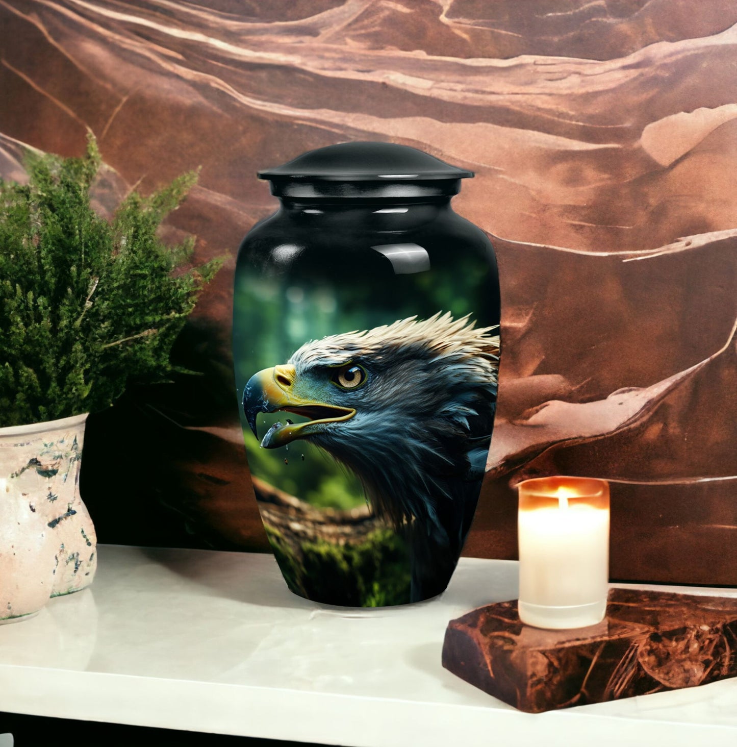 Eagle Memorial Urn, 3-inch classic aluminium urn.
