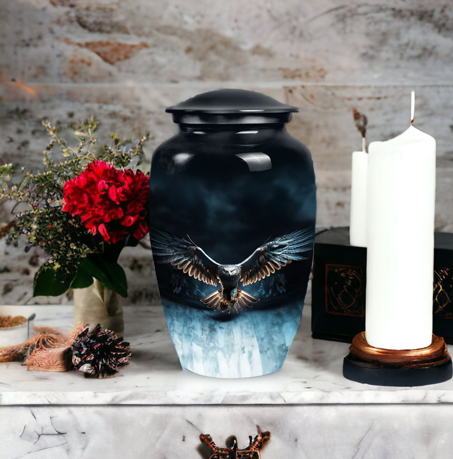 Large classic eagle urn for human ashes.