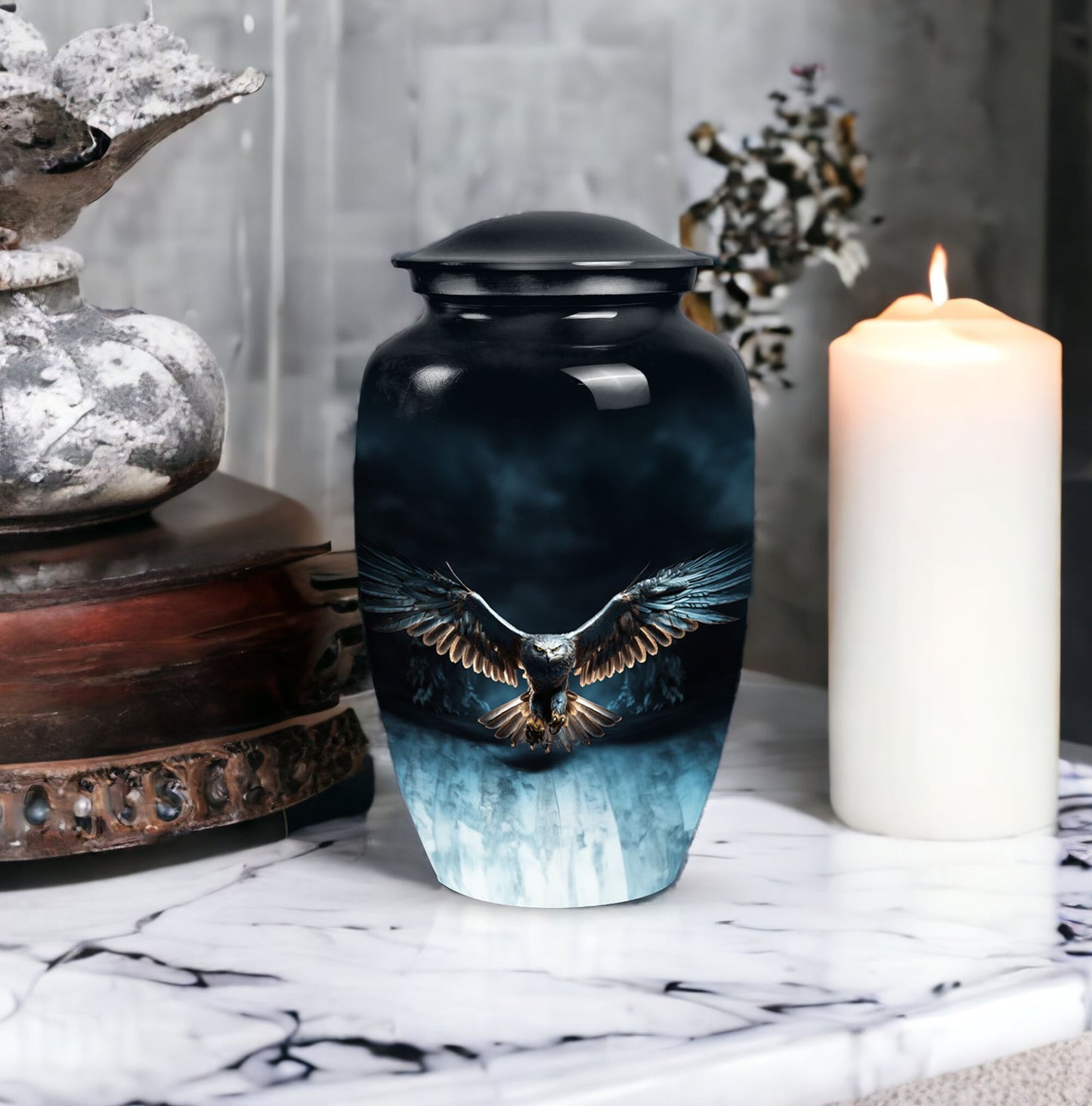 Large classic eagle urn for human ashes.