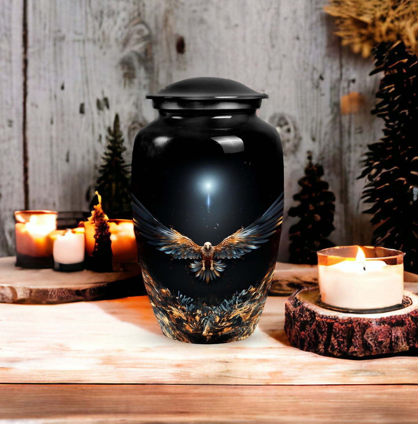 Large Classic Aluminum Eagle Urn for ashes.