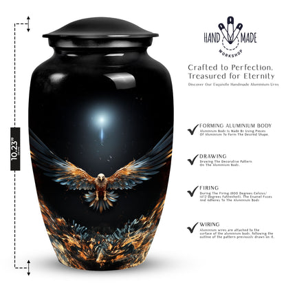 Large Classic Aluminum Eagle Urn for ashes.