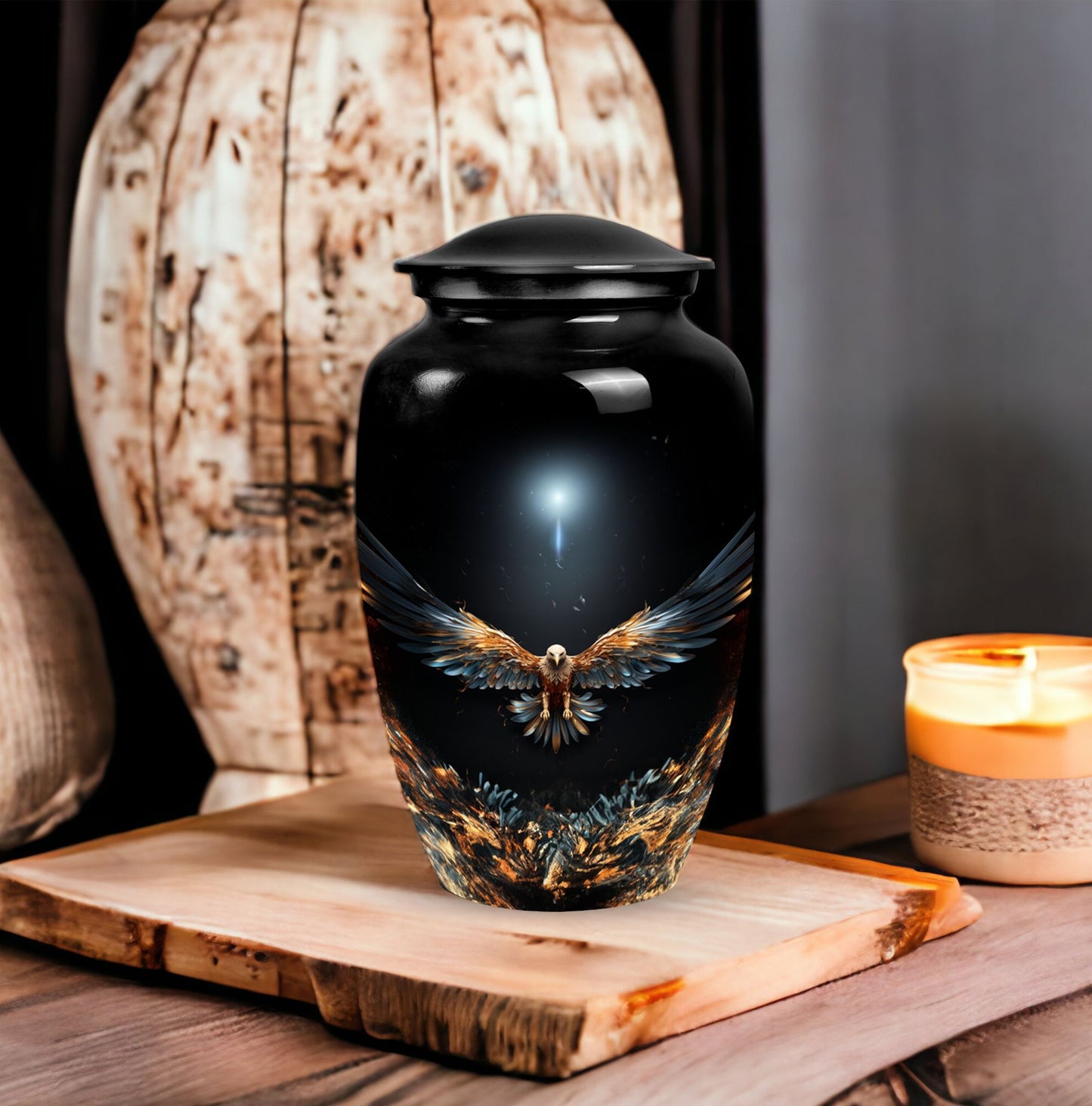 Large Classic Aluminum Eagle Urn for ashes.