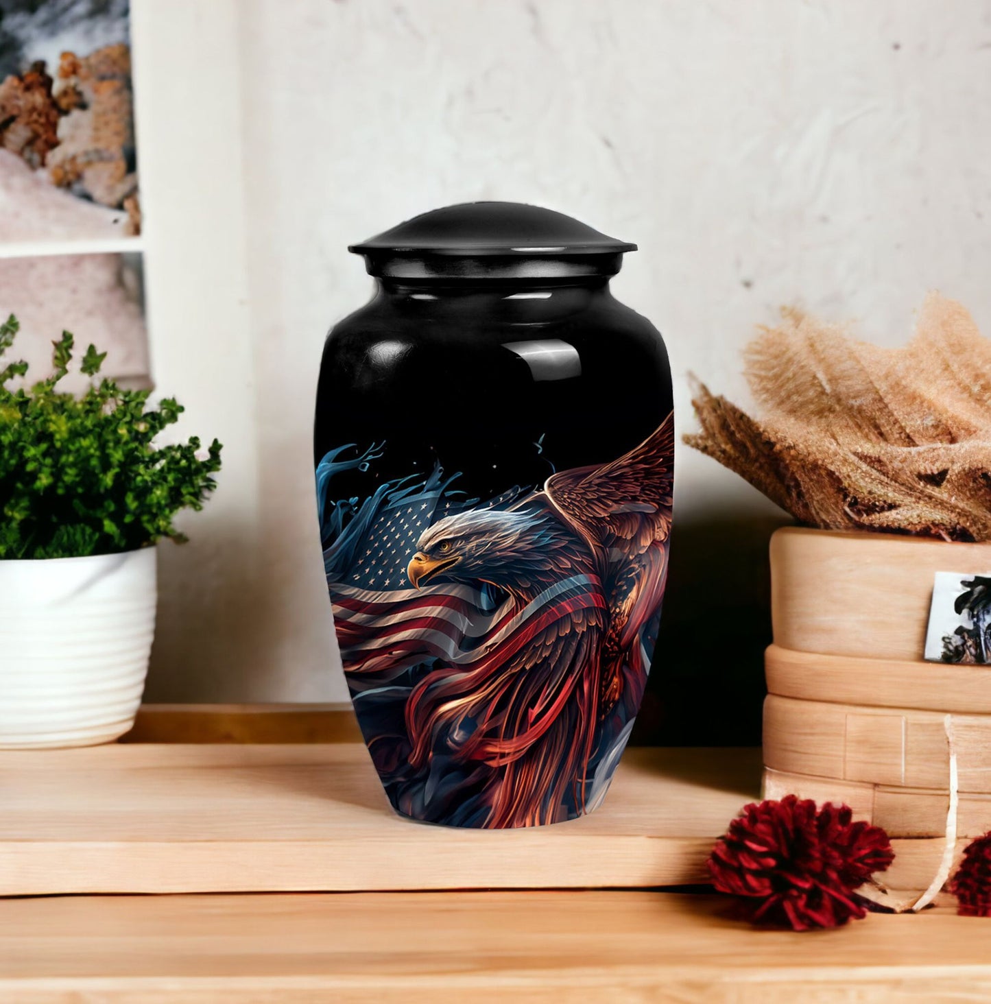 Classic eagle urn made of aluminium for ashes