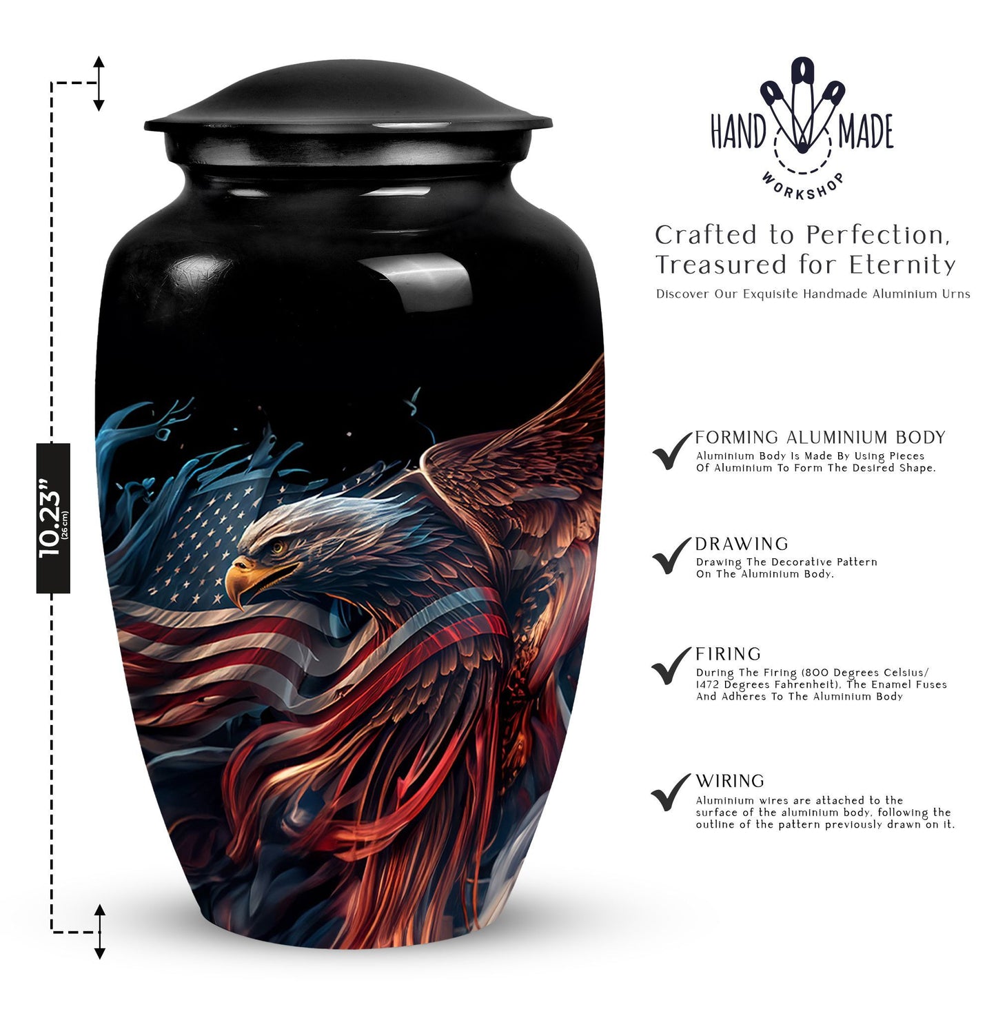 Classic eagle urn made of aluminium for ashes