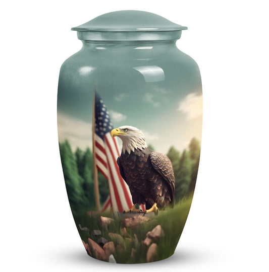 Large eagle cremation urn, personalised aluminium urn.