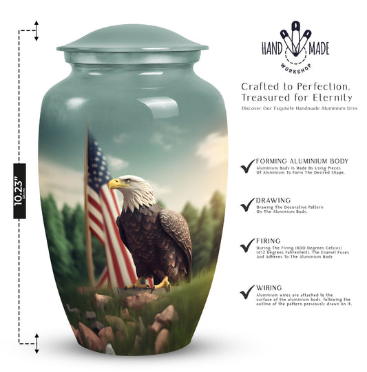 Large eagle cremation urn, personalised aluminium urn.