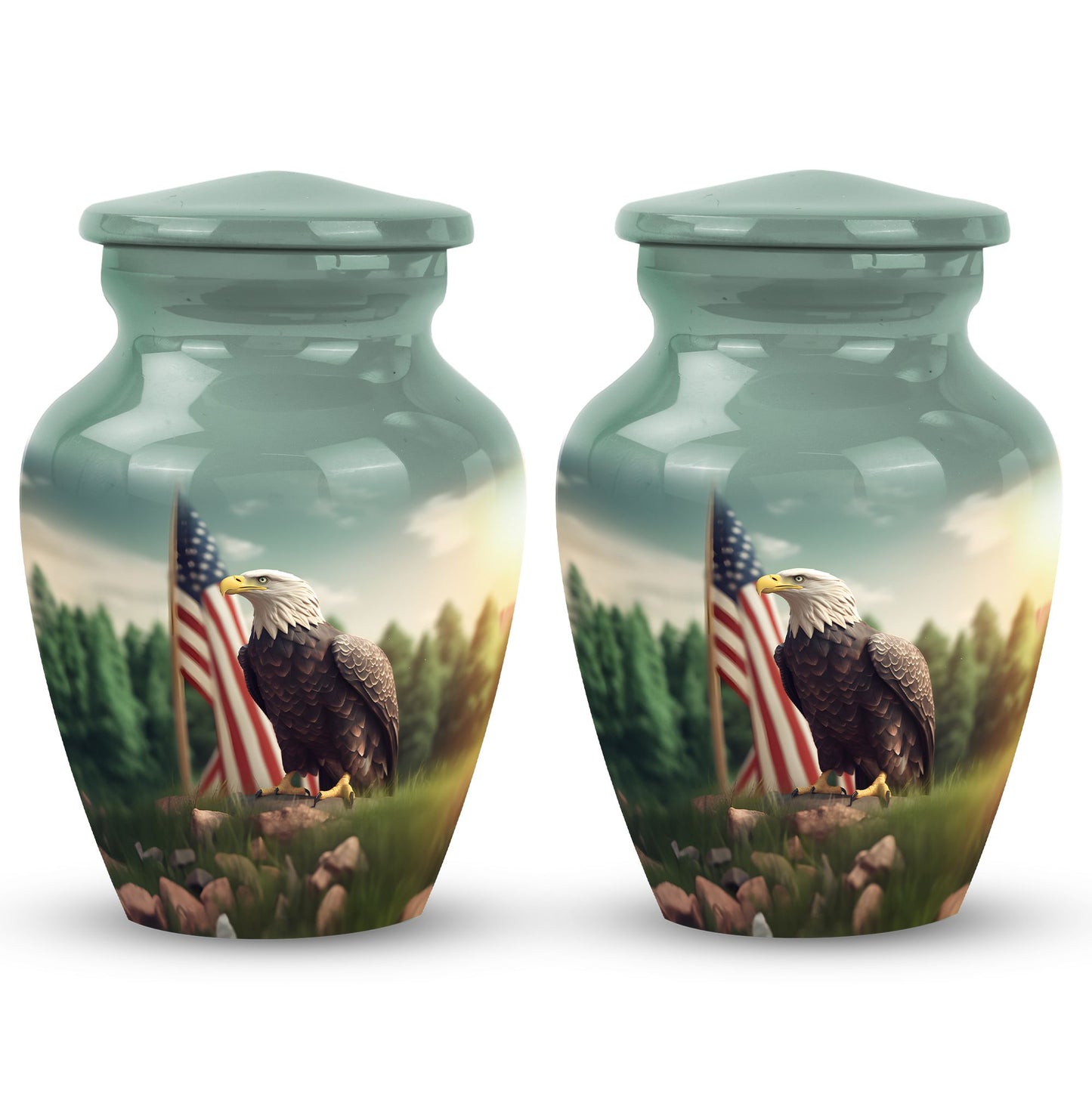 Large eagle cremation urn, personalised aluminium urn.