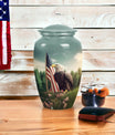 Large eagle cremation urn, personalised aluminium urn.